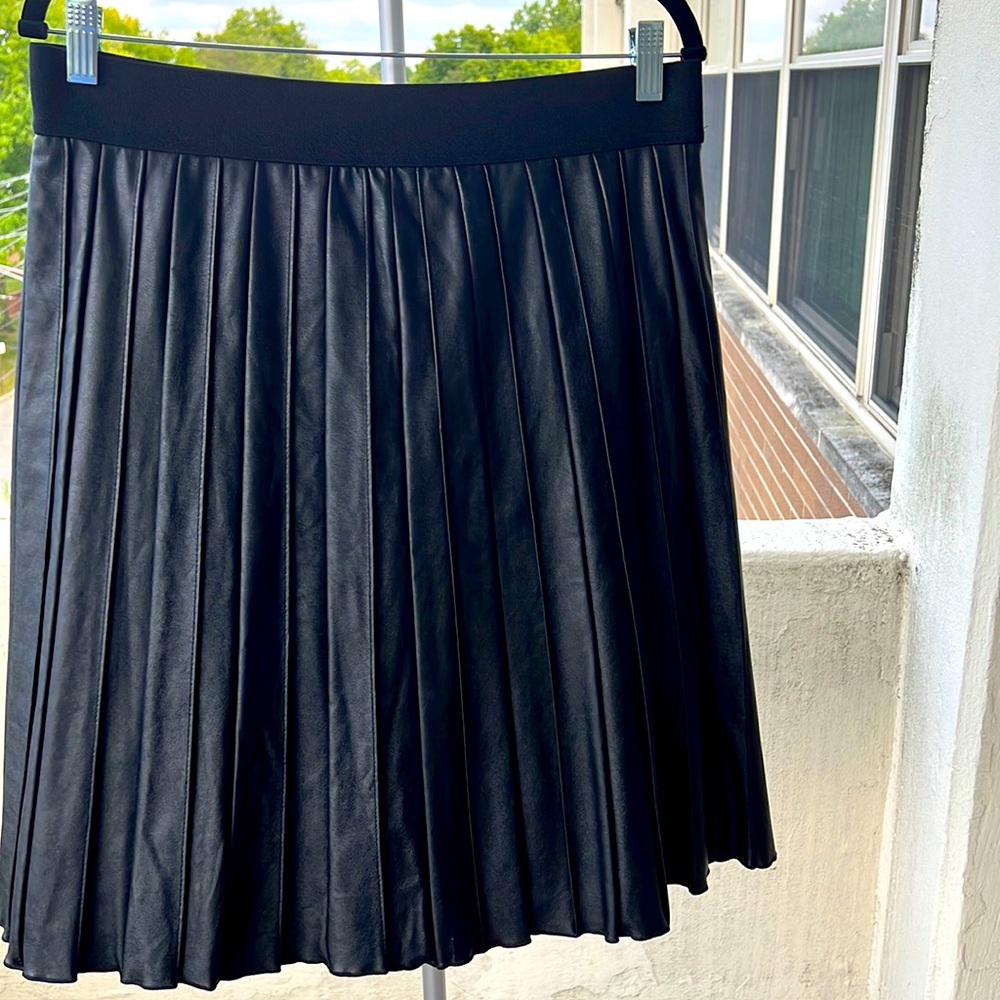 Faux Leather Skirt Pleated